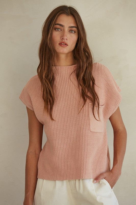 Becky Sleeveless Sweater Top- Dusty Pink
