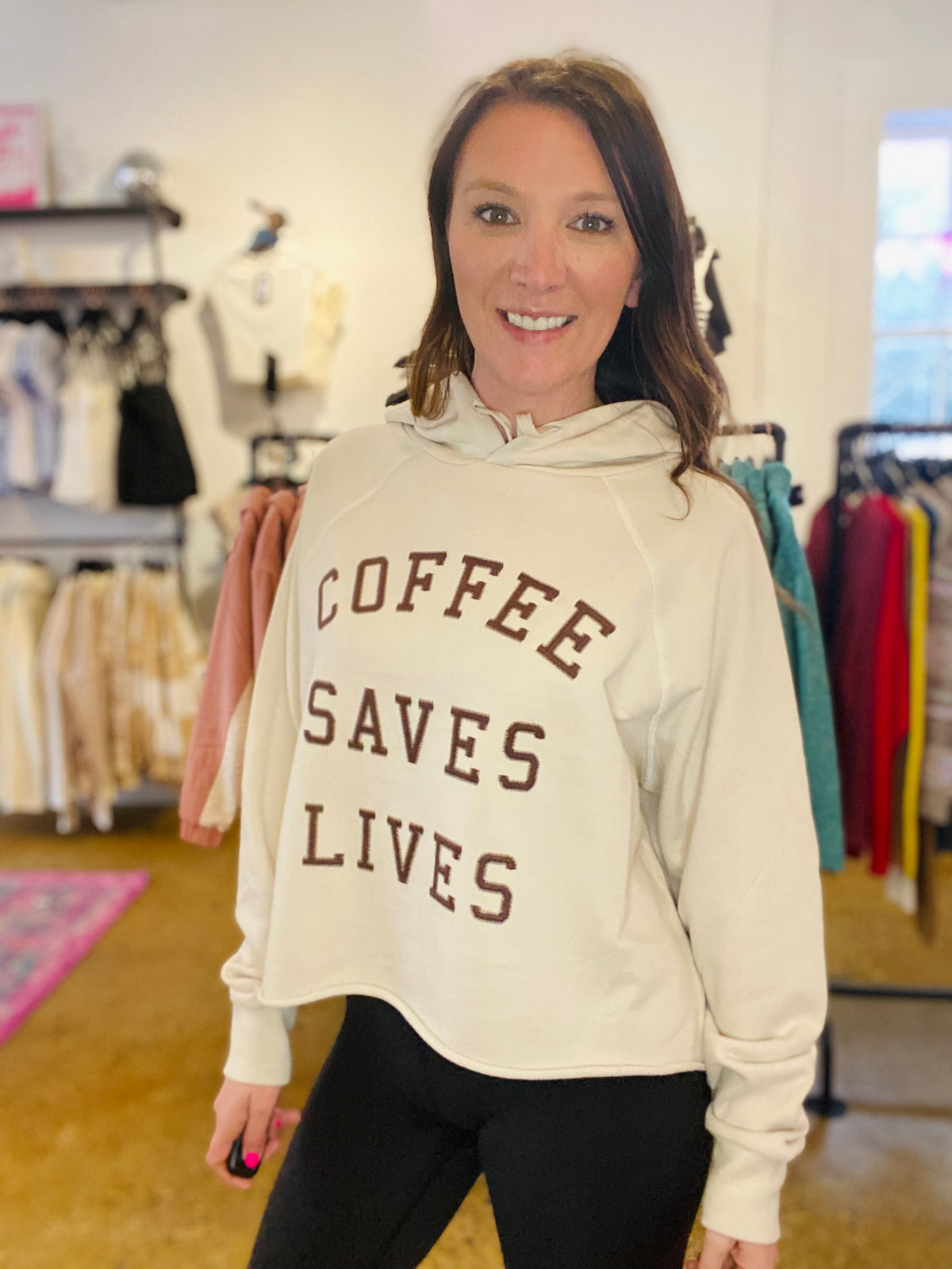 Coffee Saves Lives Cropped Sweatshirt