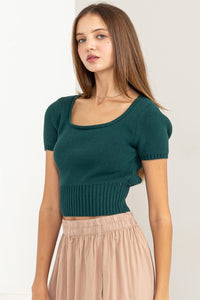 Lucy Short Sleeve Sweater - Pine Green