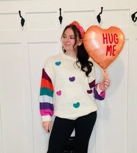 Mia Crochet Striped Heart Sweater