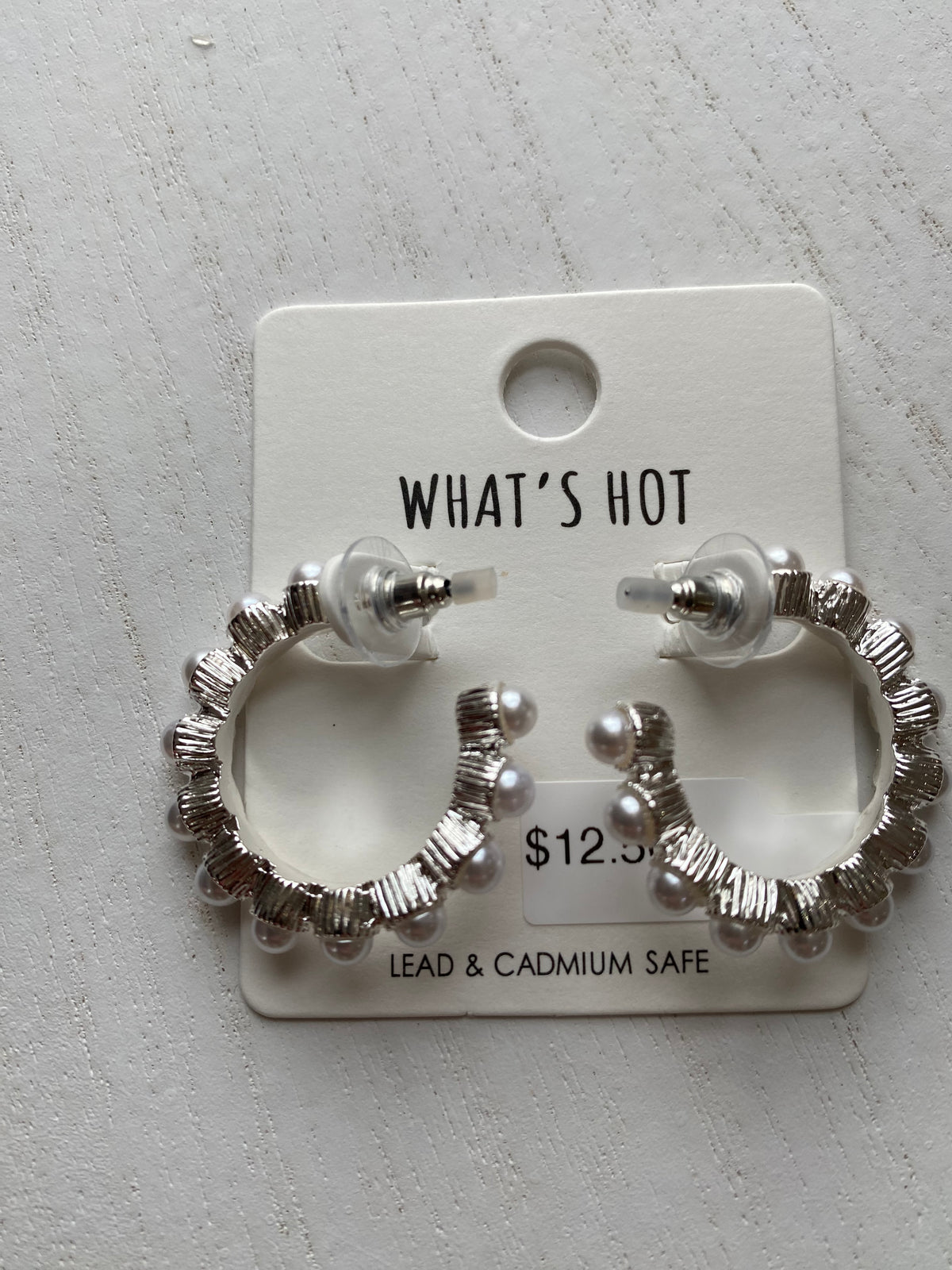 Silver and Pearl hoops