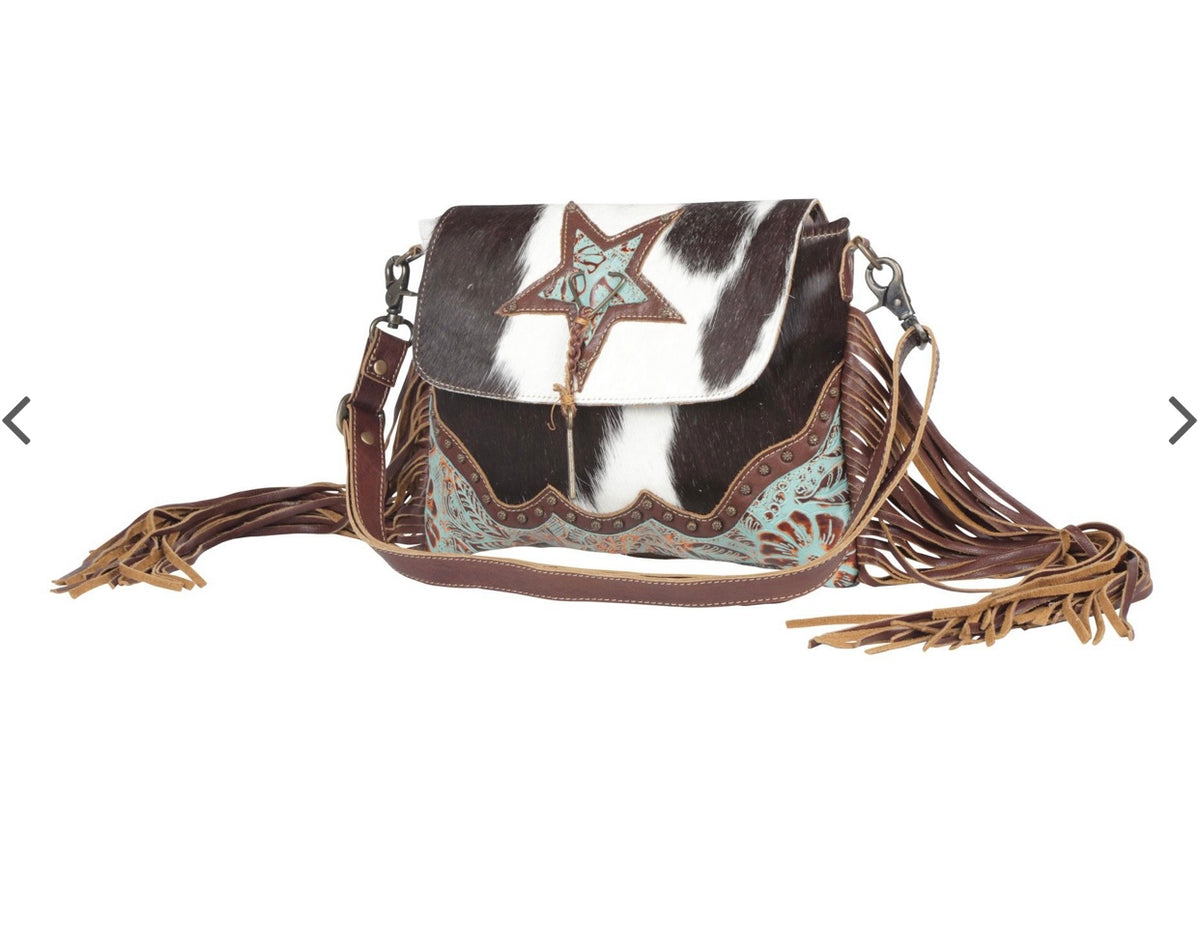 Myra Twinkles Cowhide and Canvas Bag