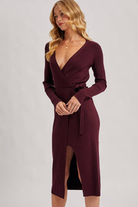 Annie Ribbed Knit Wrap Dress