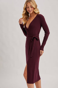 Annie Ribbed Knit Wrap Dress