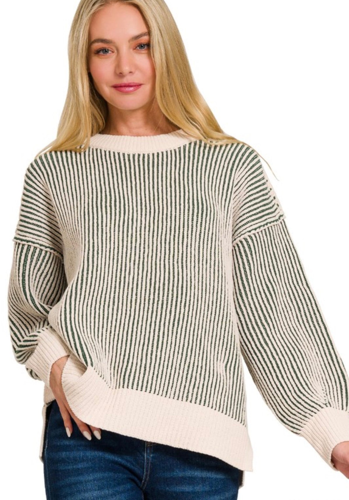 Two-Toned Crew Neck Sweater