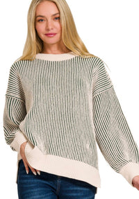 Two-Toned Crew Neck Sweater
