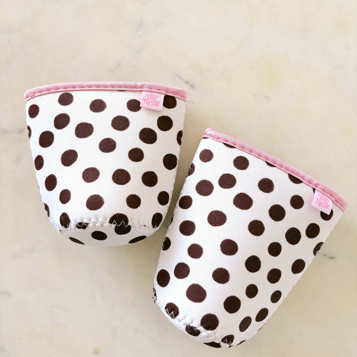 Coffee Cup Cover - Brown Polka Dots