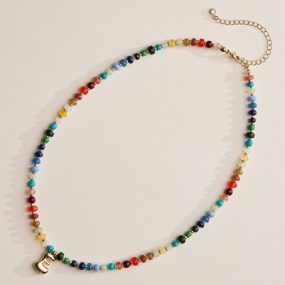 Vibrant Beaded Necklaces with Gold Initial Charms