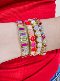Amore Hearts and Gem Stretch Bracelet