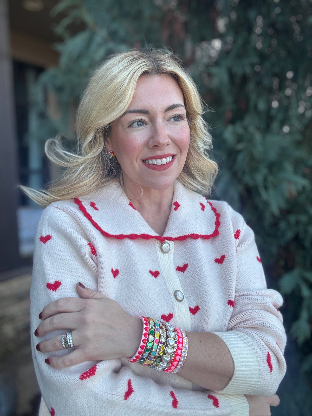 Amore Hearts and Gem Stretch Bracelet