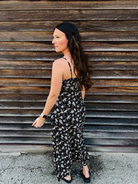 Floral Tie Front Spaghetti Strap Midi Dress
