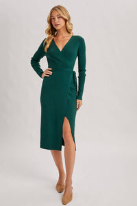 Annie Ribbed Knit Wrap Dress