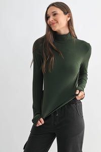 Micro Ribbed Long Sleeve Turtleneck