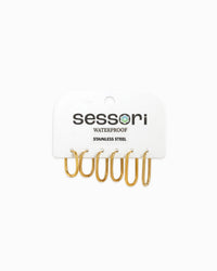 Stainless Oval Hoop Earrings Set of 3