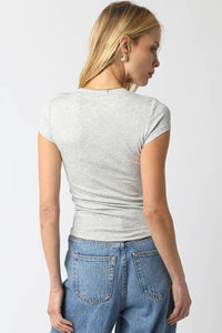 Serena Ribbed Cap Sleeve Top - Heather Gray