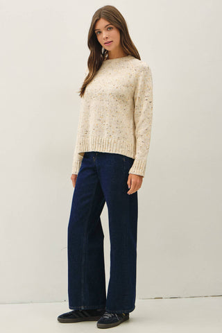 Collin Oversized Crew Neck Sweater - Cream