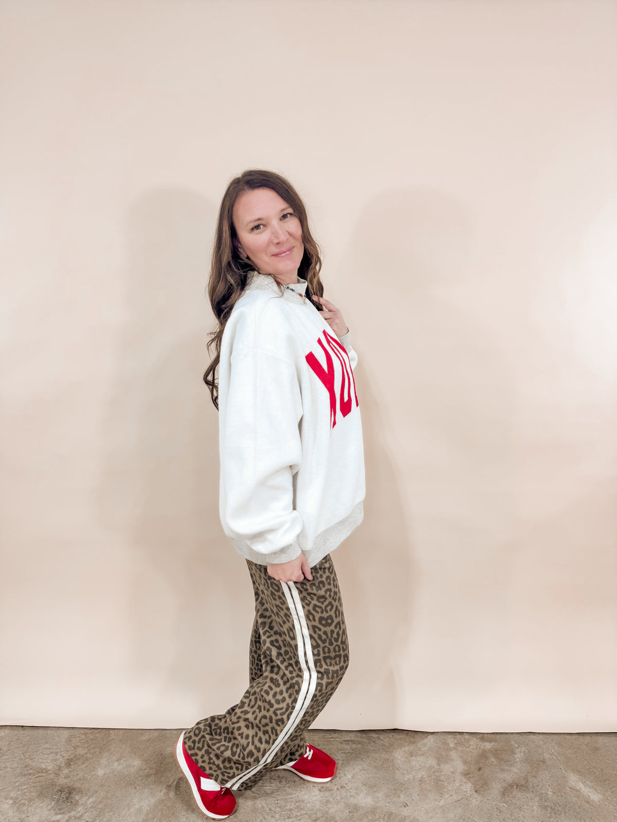 Leopard Printed Cotton Twill Tape Detail Pants