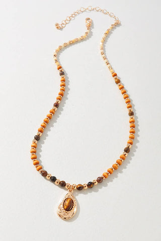 Oval Stone Beaded Necklace