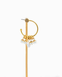 Freshwater Pearl Rondelle Hoop Earrings