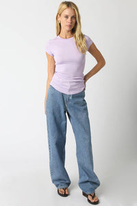 Serena Ribbed Cap Sleeve Top - Heather Gray