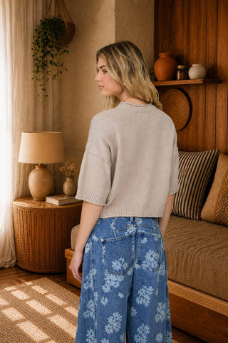 Erika Short Sleeve Sweater - Taupe