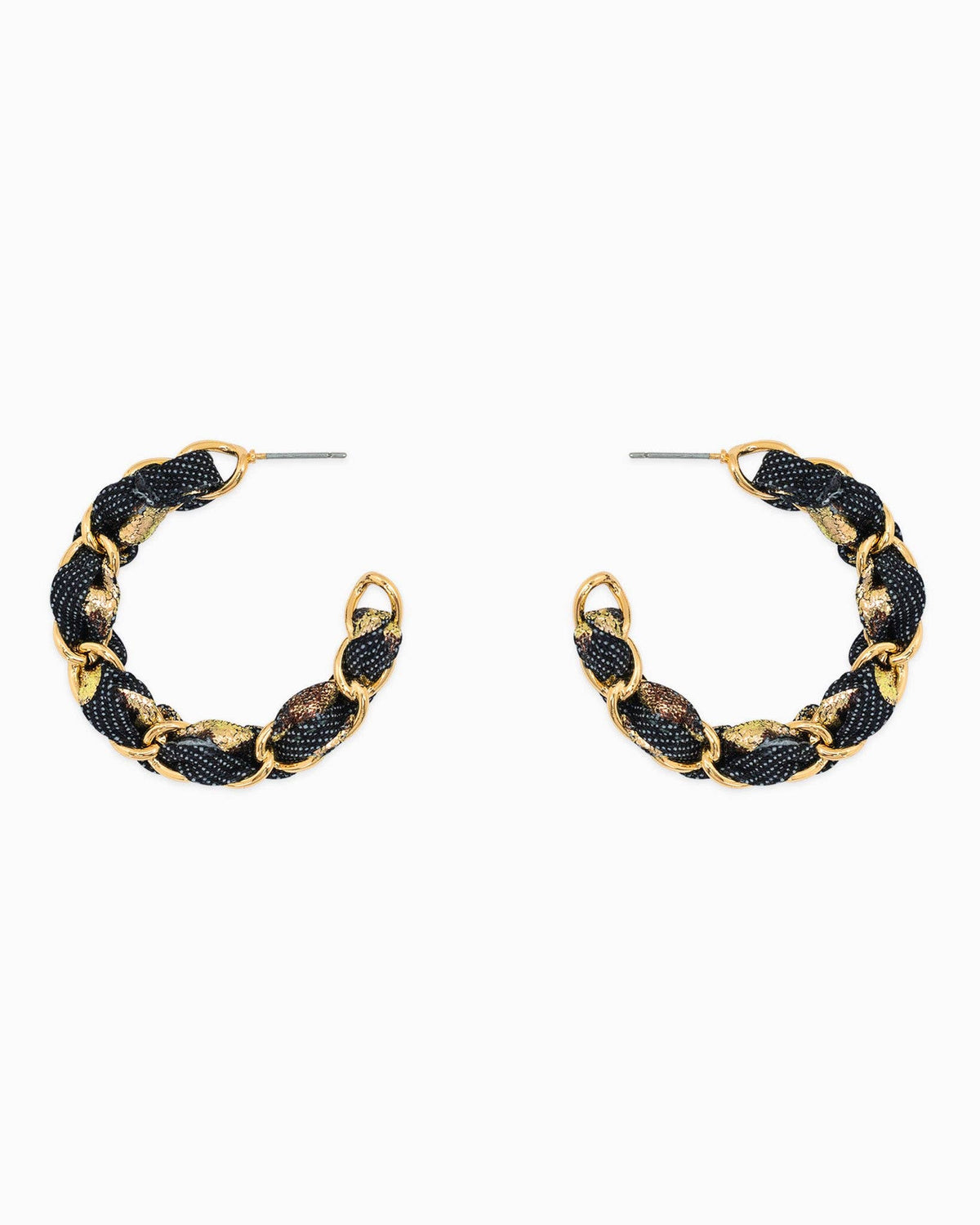 Denim Leopard Scarf Chain Hoop Earrings