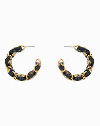 Denim Leopard Scarf Chain Hoop Earrings