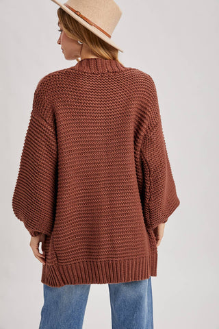Charlie Cable Knit Cardigan - Chocolate
