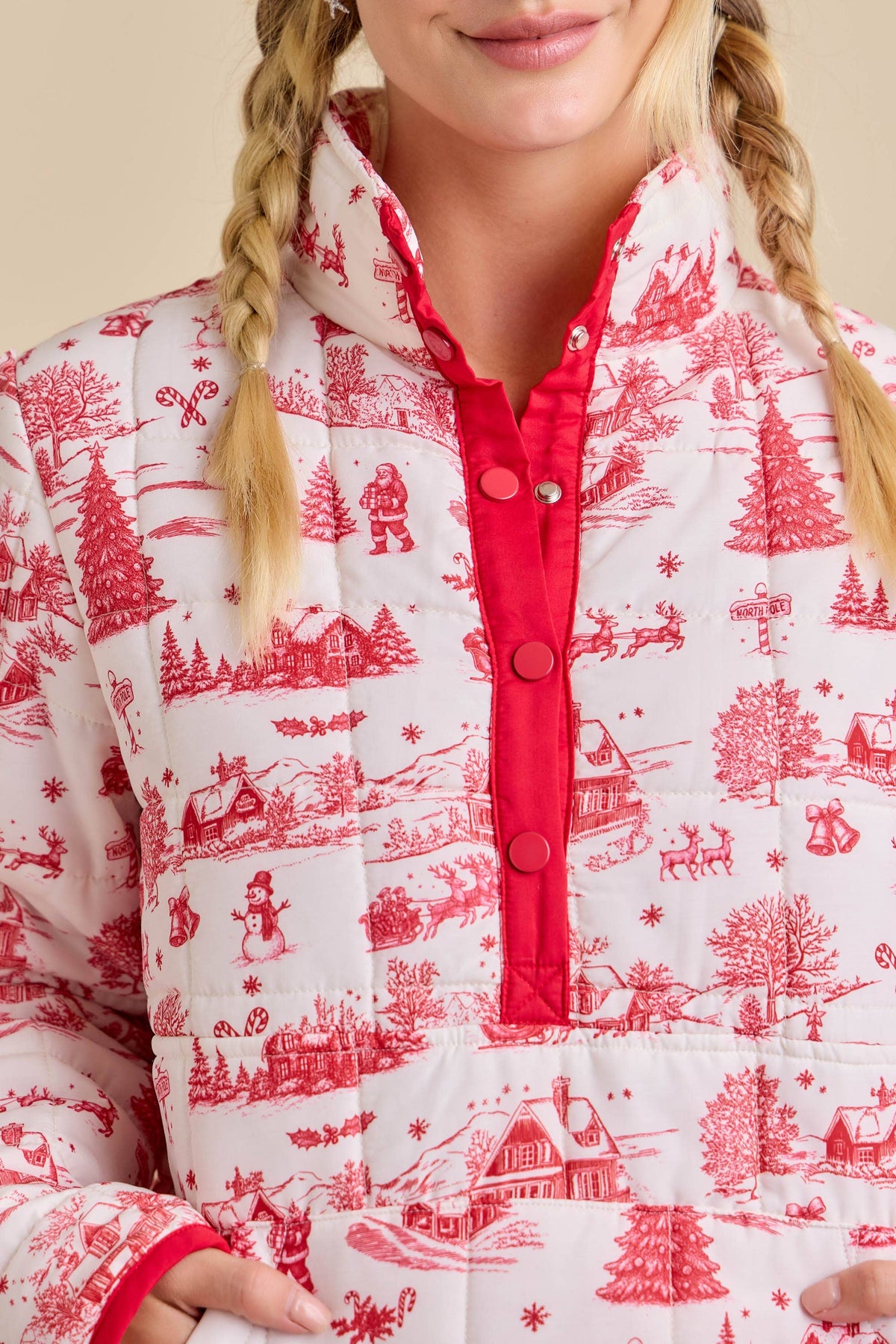 Winter Village Print Puffer Jacket – Holiday Outerwear