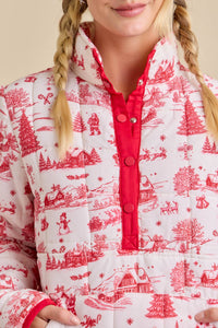 Winter Village Print Puffer Jacket – Holiday Outerwear