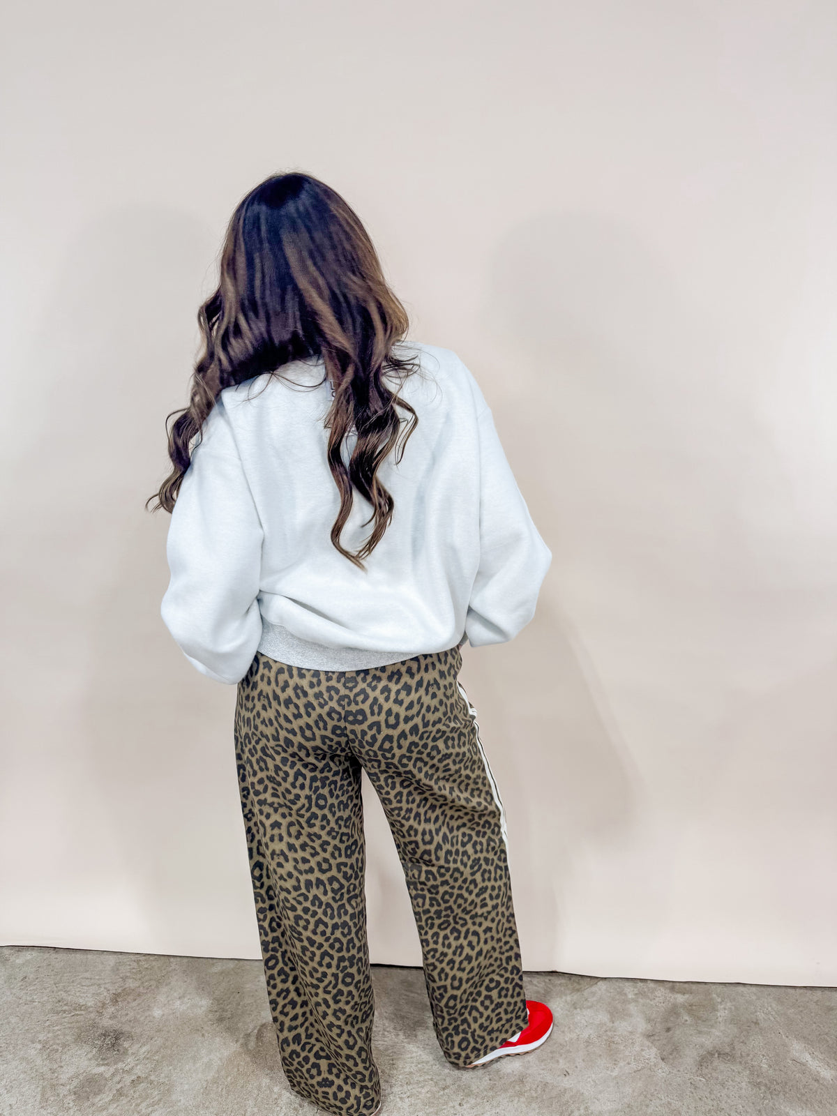 Leopard Printed Cotton Twill Tape Detail Pants