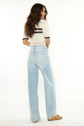 KanCan High Rise Trouser - Light Wash