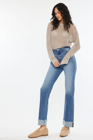 KanCan High Rise Straight Jeans - Medium Wash