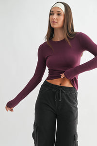 Essential Long-Sleeved Micro-Ribbed Athleisure Top