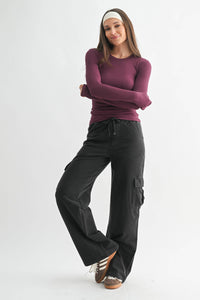 Essential Long-Sleeved Micro-Ribbed Athleisure Top