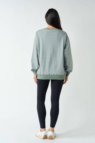 Coastal Striped Crewneck Sweatshirt - Green