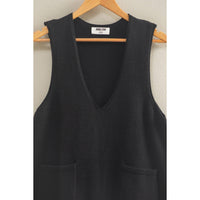 V Neck Sleeveless Knit Mini Dress