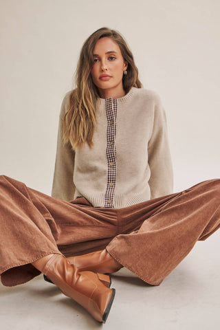 Cottage Cardigan Gingham Accent Cardigan