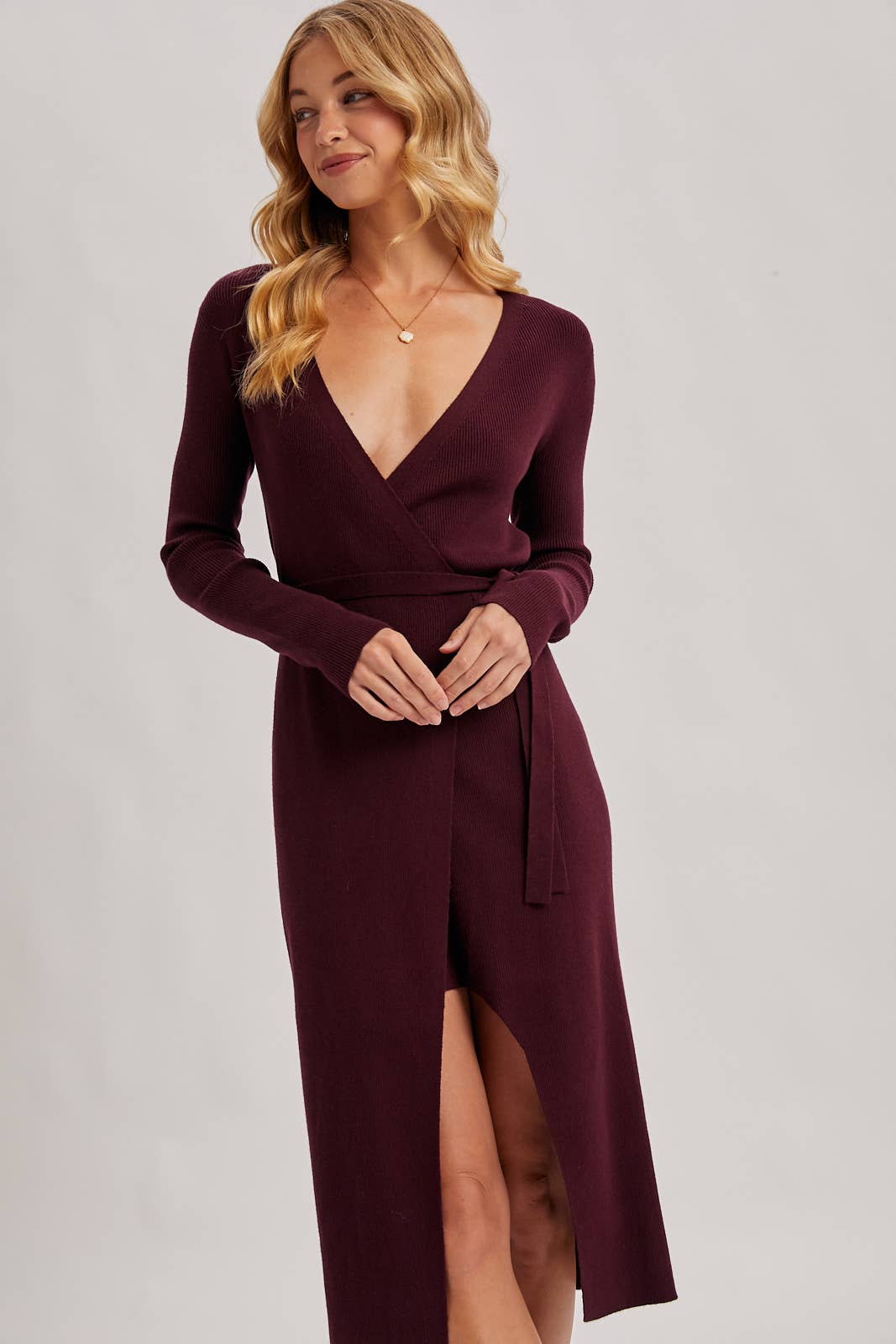 Annie Ribbed Knit Wrap Dress