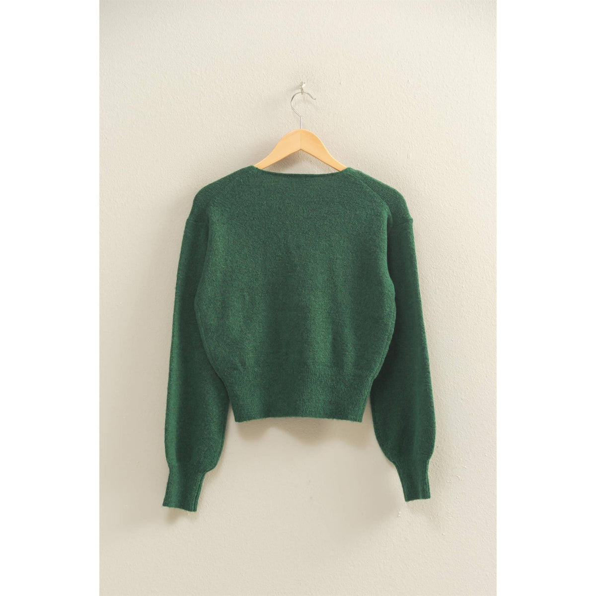 Avery Surplice V Neck Sweater- Green