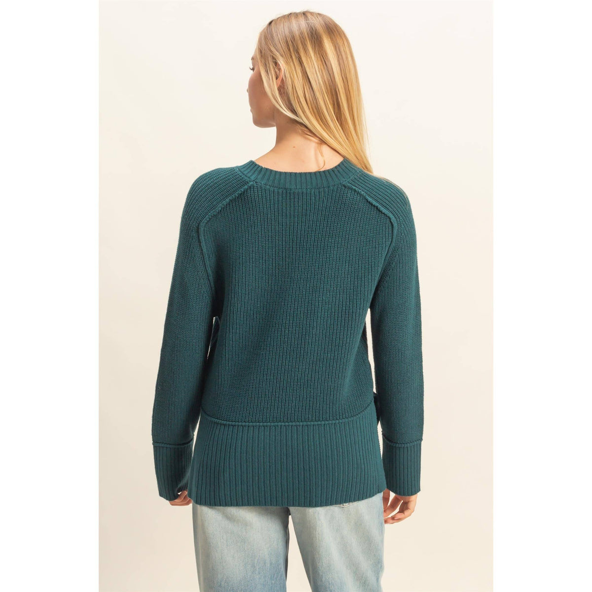 Raglan Long Sleeve Side Slit Sweater