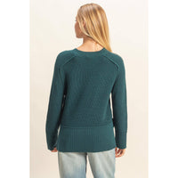Raglan Long Sleeve Side Slit Sweater