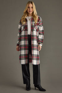 Ivory & Multicolored Plaid Long Shacket