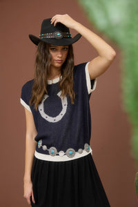 Hannah Horseshoe Knit Top