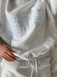 Pearl Grey Floral Sunkissed Embroider Sweatshirt