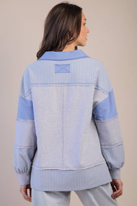 Color Block Solid & Stripe Casual Knit Top