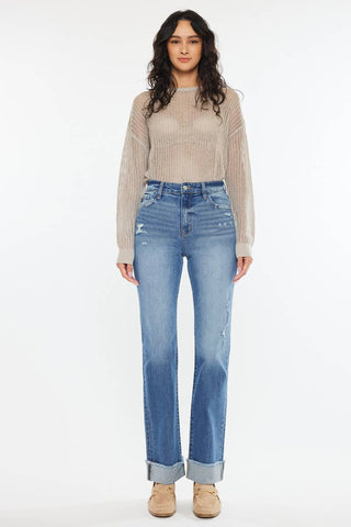 KanCan High Rise Straight Jeans - Medium Wash
