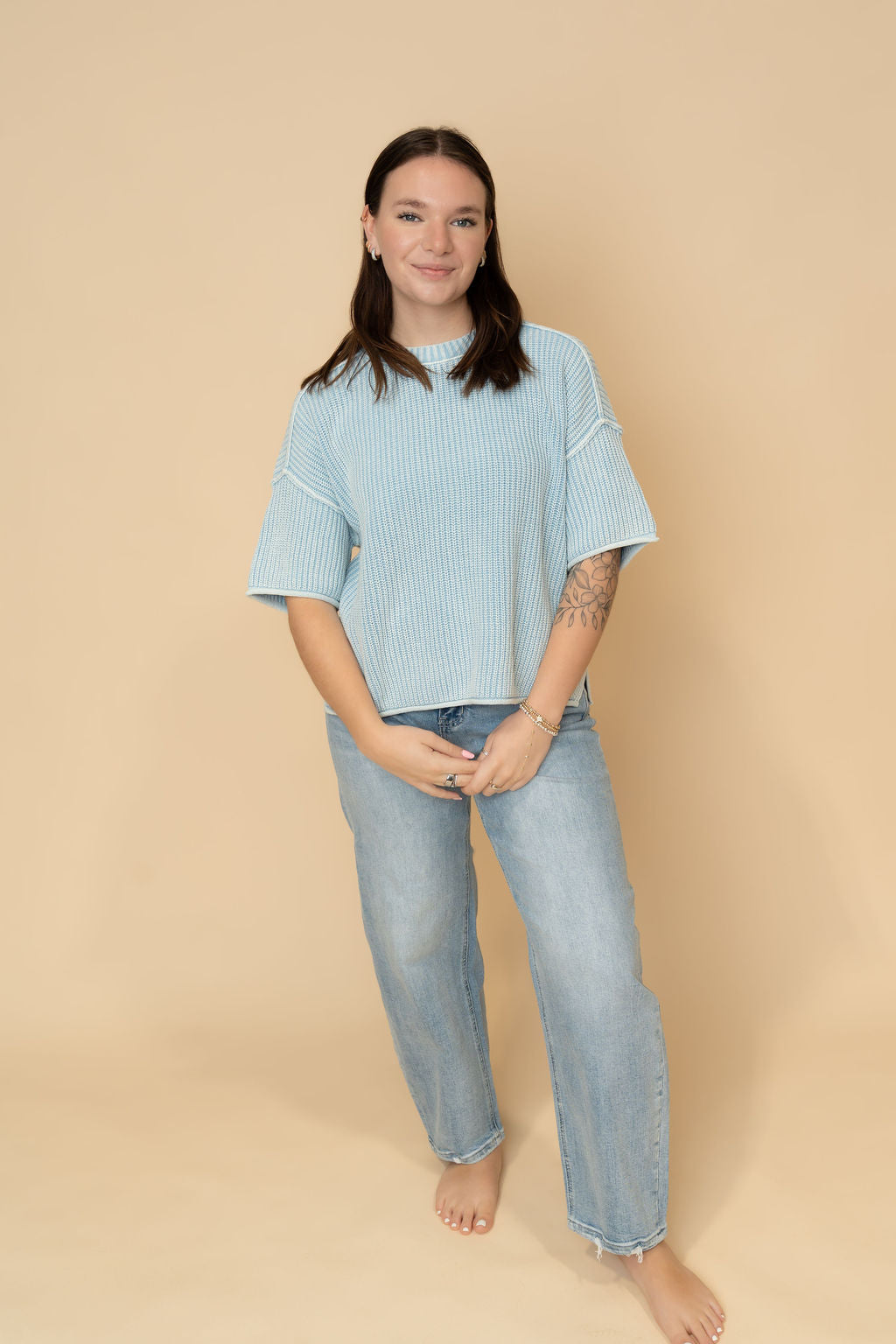 Polly Washed Knit Short Sleeve Top