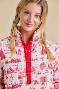 Winter Village Print Puffer Jacket – Holiday Outerwear
