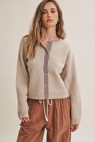 Cottage Cardigan Gingham Accent Cardigan